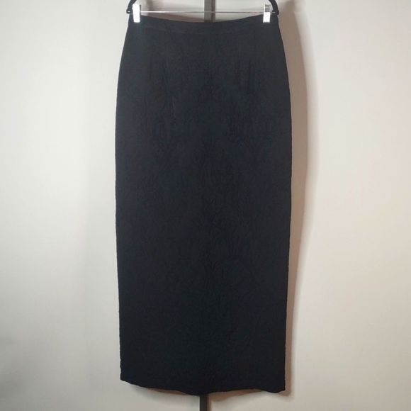 GORG TERI JON Rickie Freeman. S 14 Black Brocade Floor Length Skirt- HOLIDAY - Picture 1 of 8